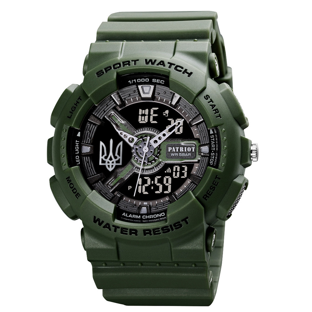 Годинник наручний Patriot 005 Тризуб срібло Army Green + Коробка