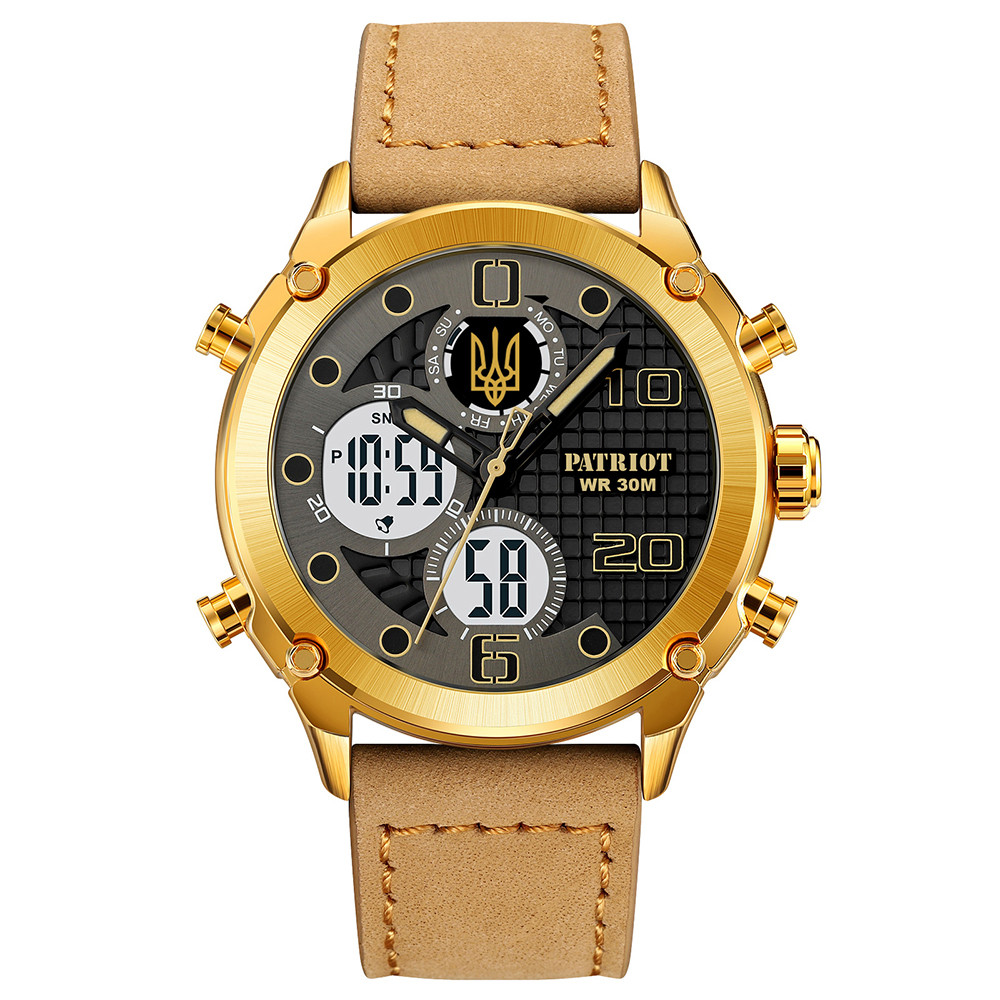 Годинник наручний Patriot 017 Тризуб Золото Gold Light Brown
