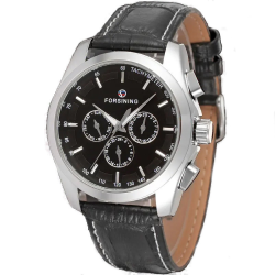 Forsining 6625 Silver-Black Leather Forsining 6625 Silver-Black Leather