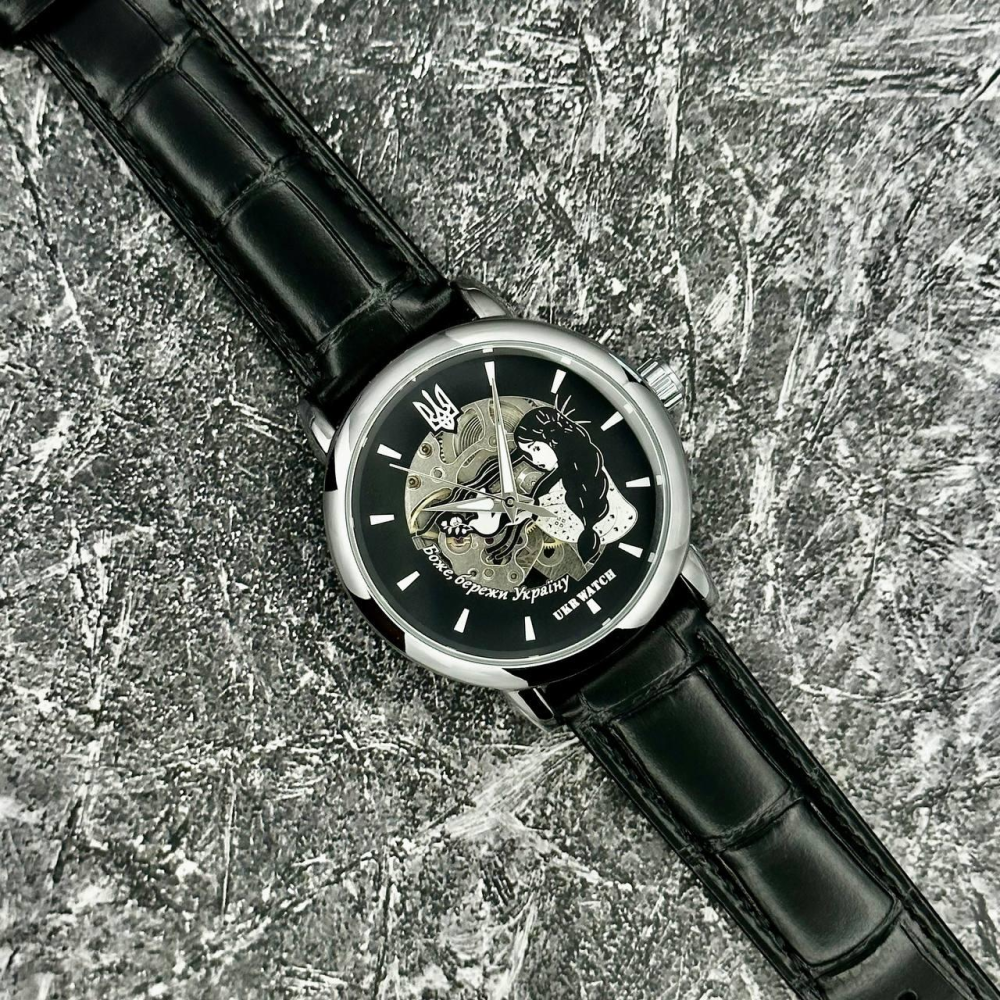 Годинник наручний Ukrwatch Боже, Бережи Україну Silver-Black