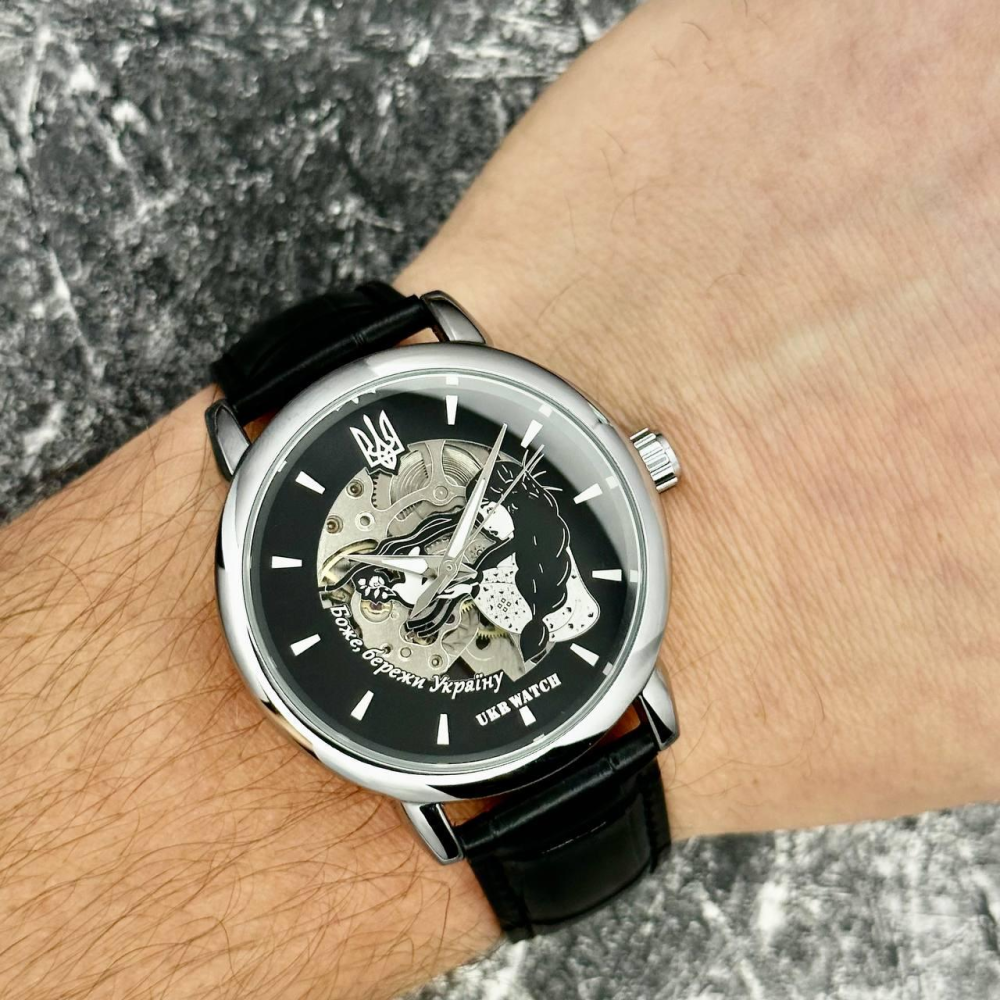 Годинник наручний Ukrwatch Боже, Бережи Україну Silver-Black