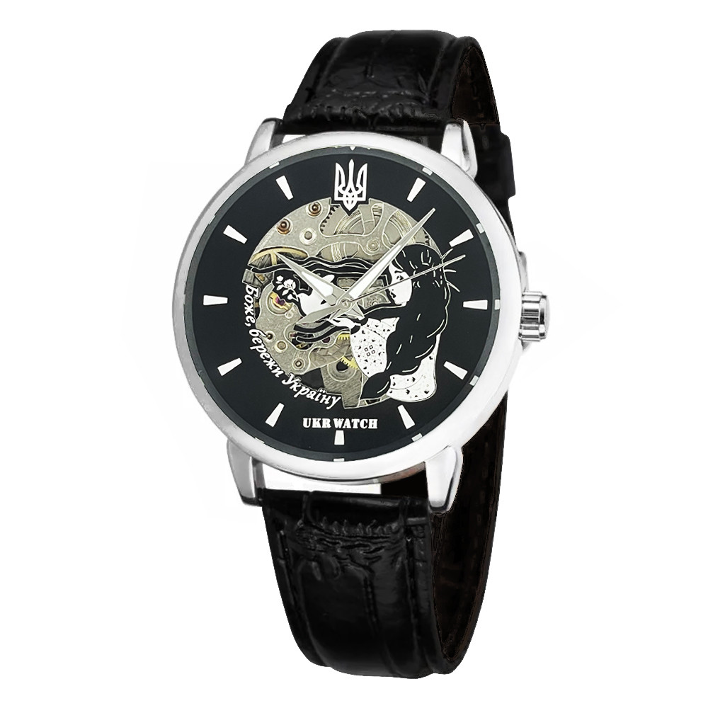 Годинник наручний Ukrwatch Боже, Бережи Україну Silver-Black