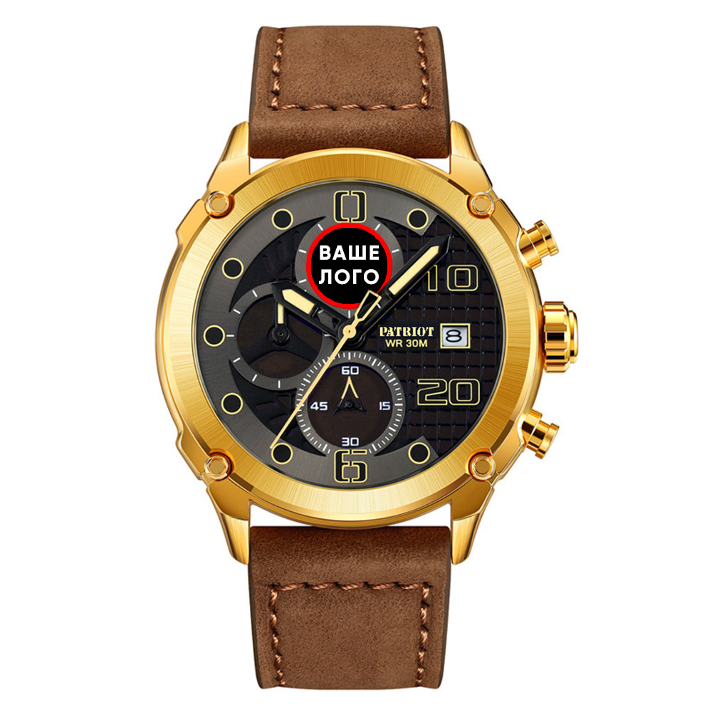 Годинник наручний Patriot 016 Ваше Лого Gold-Black-Brown
