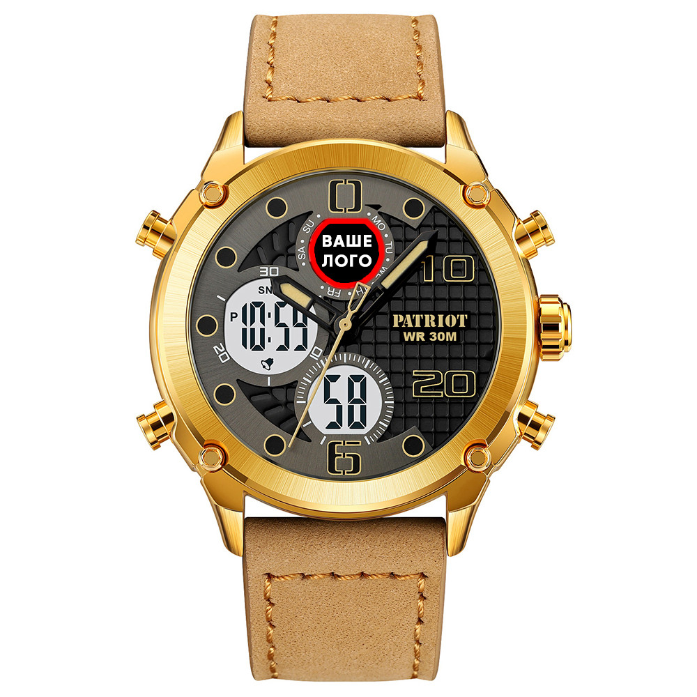 Годинник наручний Patriot 017 Ваше Лого Gold-White-Light Brown
