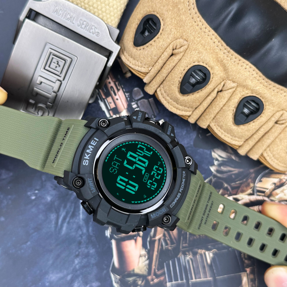 Skmei 1356AG Army Green + Compass