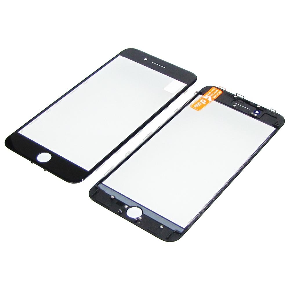 Стекло тачскрина с OCA плёнкой для Apple iPhone 8 Plus чёрное с рамкой HC