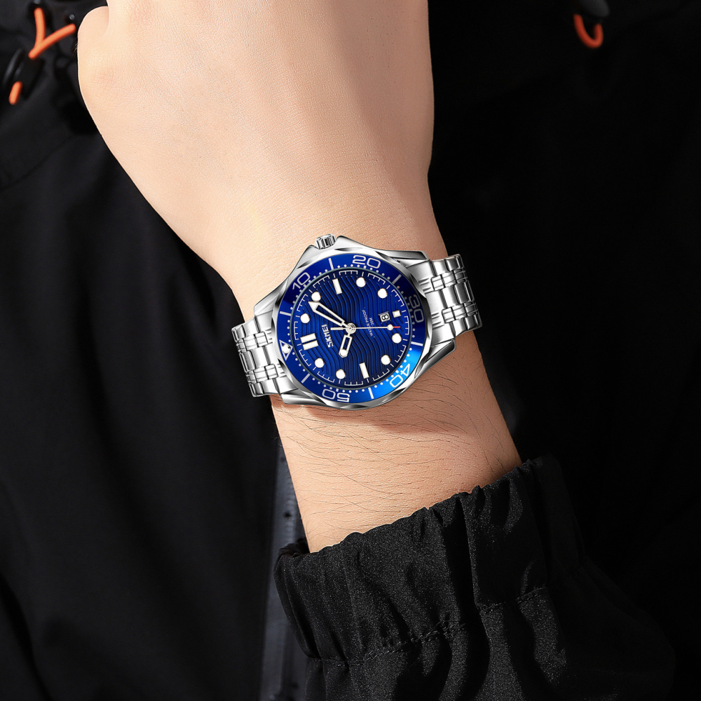 Skmei 9276SSIBU Silver-Blue Steel Strap