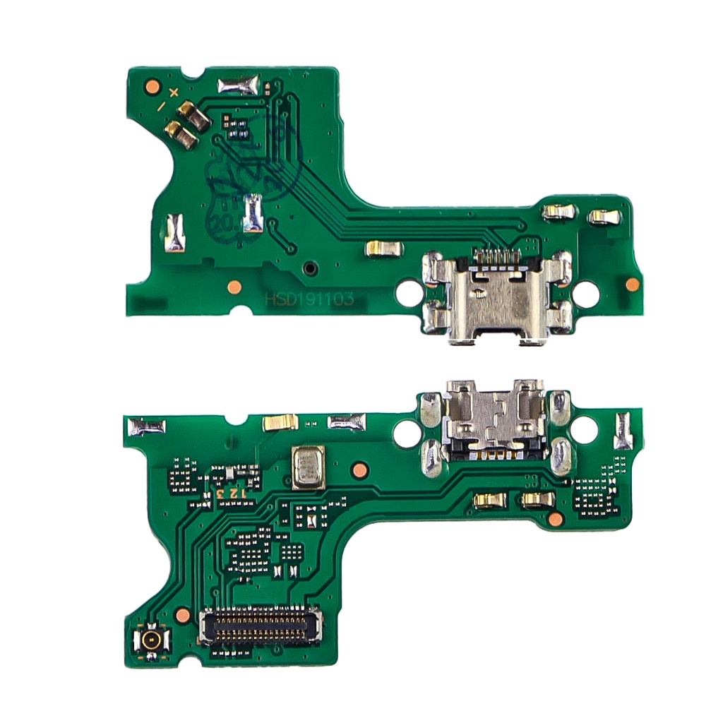 Разъём зарядки для Huawei Y7 Prime (2019) на плате с микрофоном и компонентами