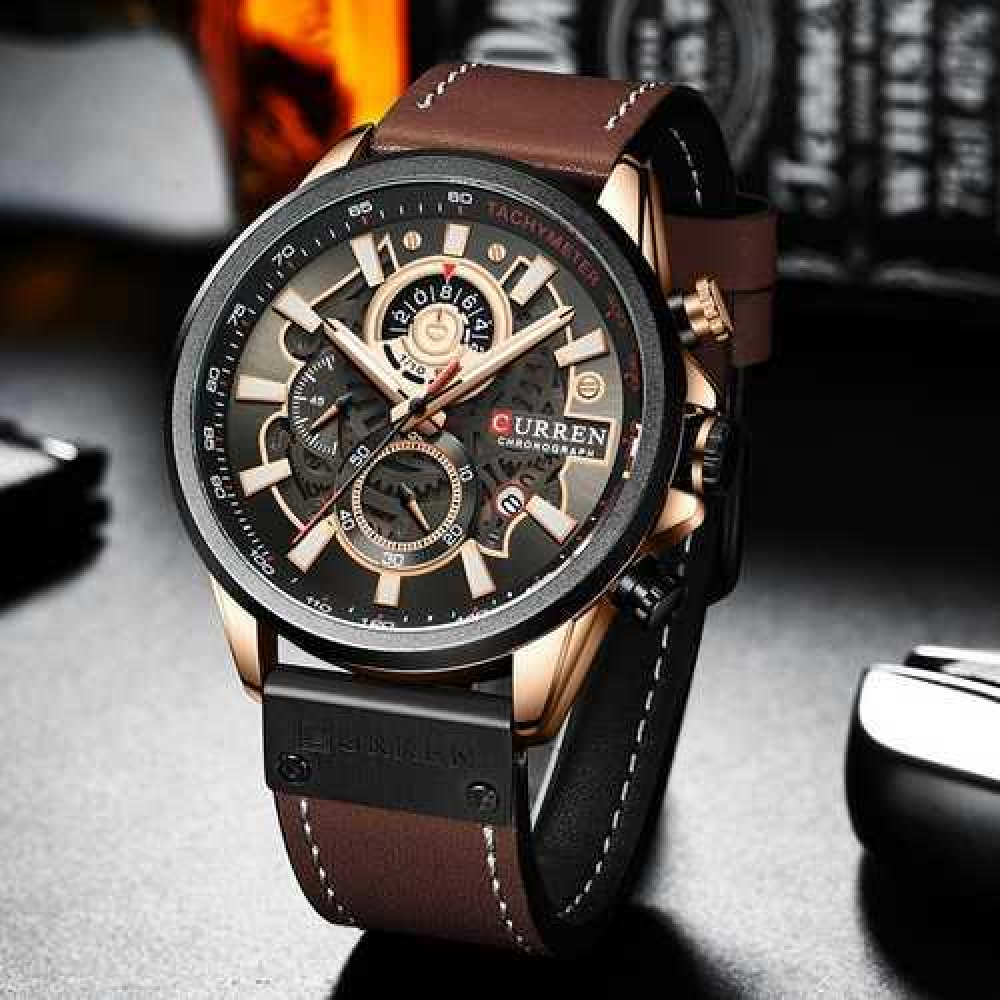 Curren 8380 Black-Cuprum-Dark Brown