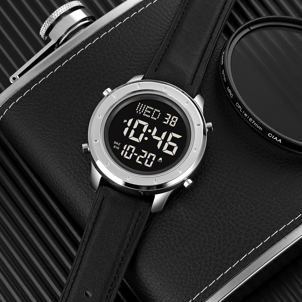 Skmei 1864LSIBK Silver-Black Leather