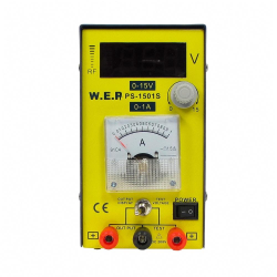 Блок питания лабораторный WEP PS-1501S компактный, 15V цифровая индикация, 1A стрелочная индикация, RF-индикатор, тестер Блок питания лабораторный WEP PS-1501S компактный, 15V цифровая индикация, 1A стрелочная индикация, RF-индикатор, тестер