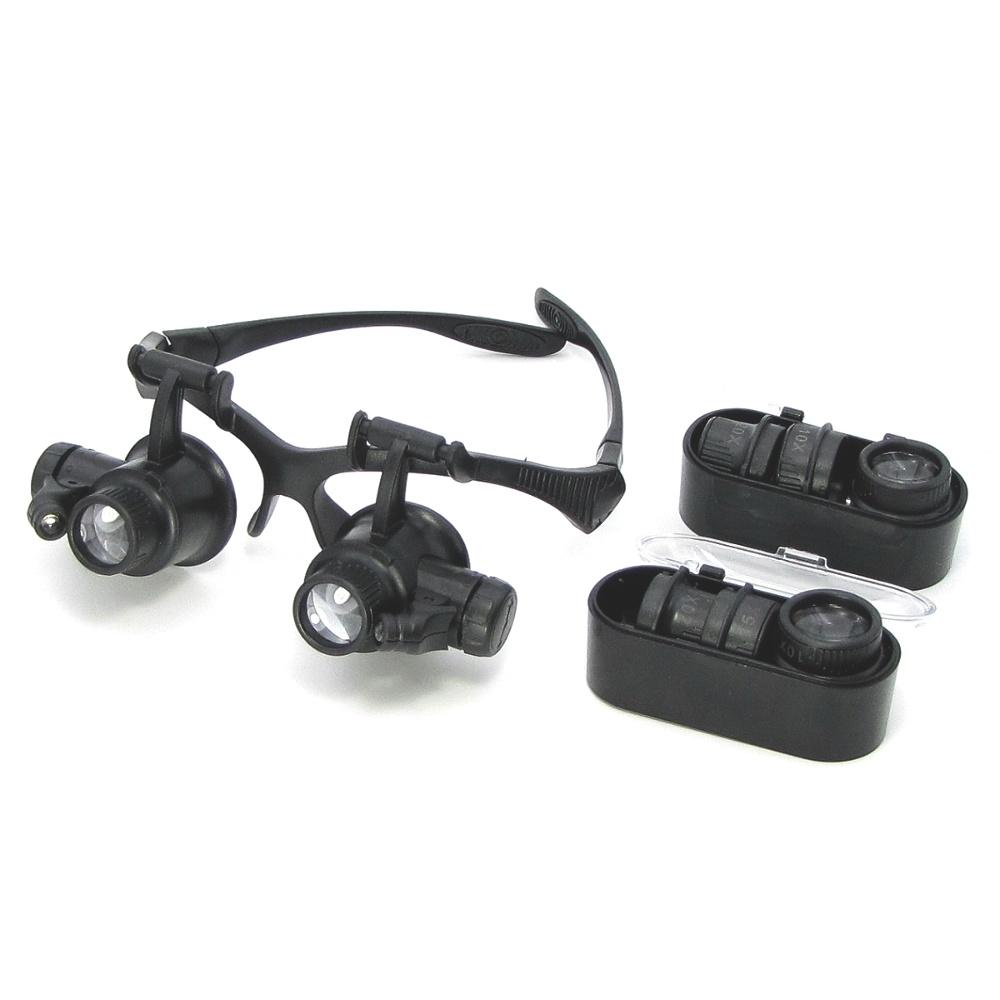 Бинокуляры NO.9892G с LED подсветкой (4 пары линз d=20mm, 10х/15х/20х/25х)