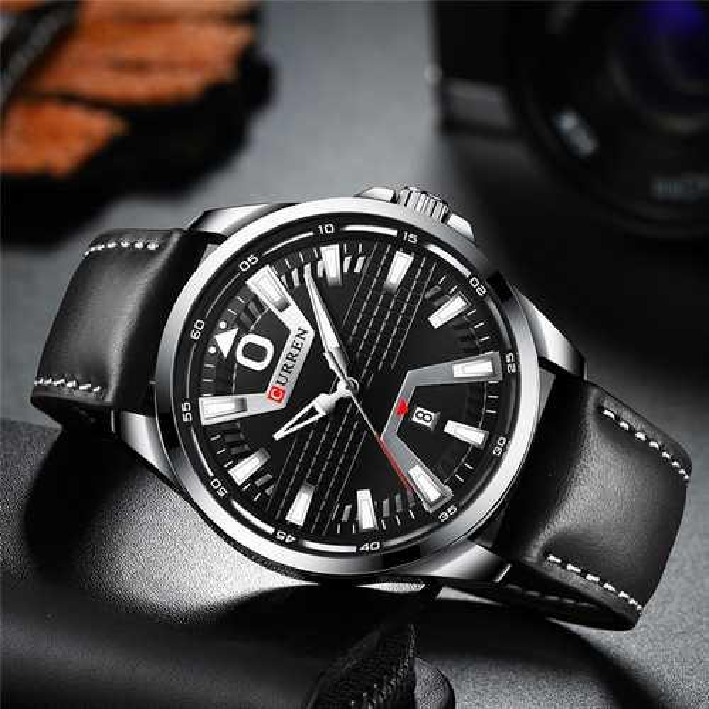 Curren 8379 Silver-Black