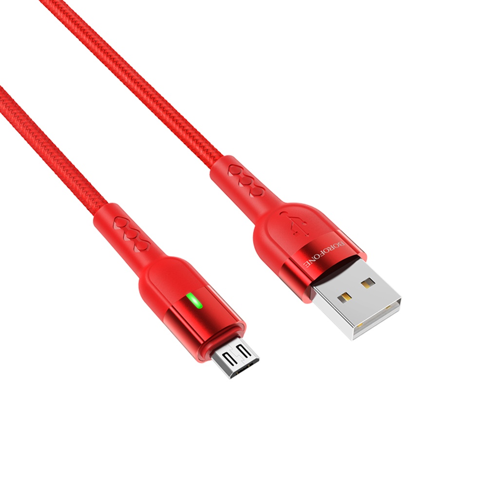 Кабель Borofone BU17 с индикатором USB to MicroUSB 1.2m red