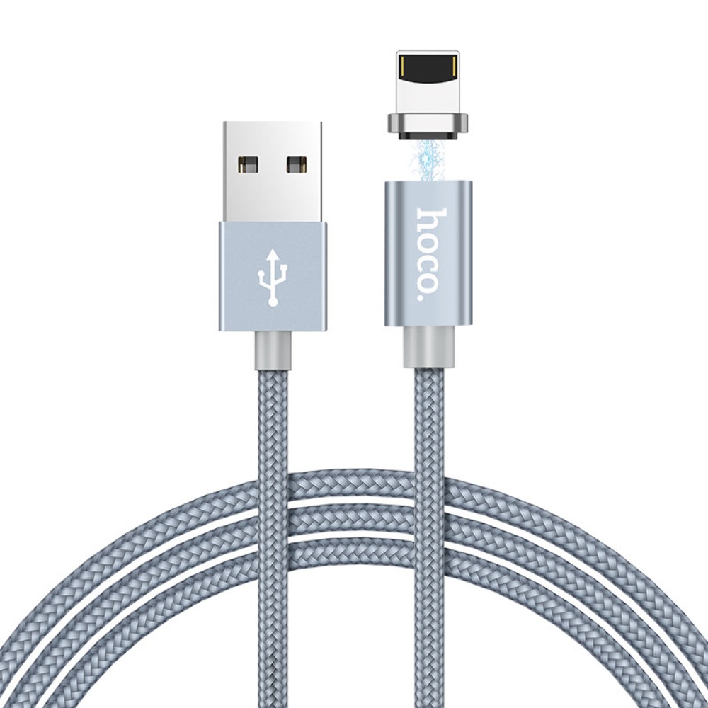 Кабель Hoco U40A магнитный USB to Lightning 1m metal gray