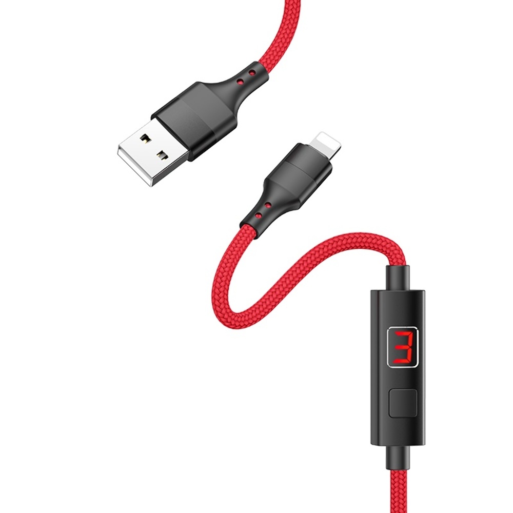 Кабель Hoco S13 с таймером USB to Lightning 1.2m red
