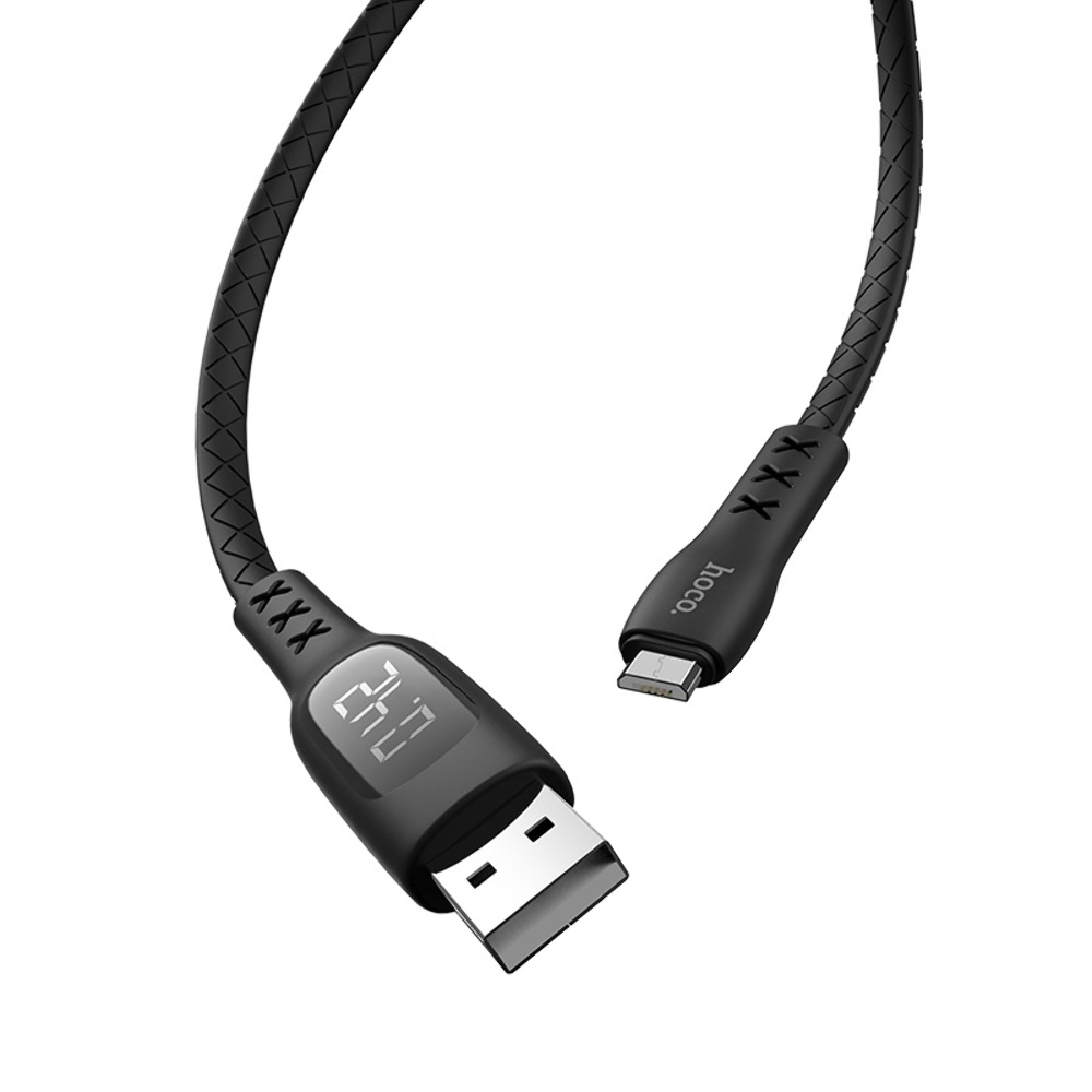 Кабель Hoco S6 с таймером USB to MicroUSB 1.2m black