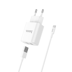 Сетевое зарядное устройство Hoco C62A 2 USB белое + кабель USB to MicroUSB