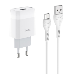 Сетевое зарядное устройство Hoco C72A USB белое + кабель USB to Type-C Сетевое зарядное устройство Hoco C72A USB белое + кабель USB to Type-C