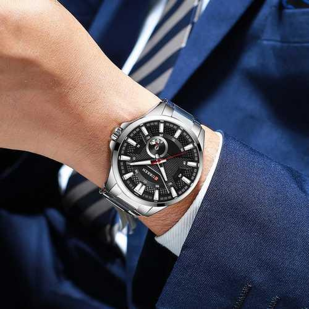 Curren 8372 Silver-Black
