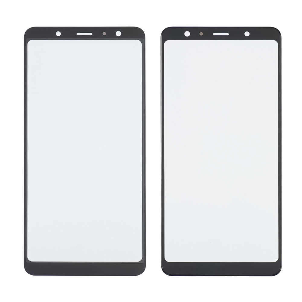 Стекло тачскрина с OCA плёнкой для Samsung A750 Galaxy A7 (2018) чёрное с олеофобным покрытием, закалённое