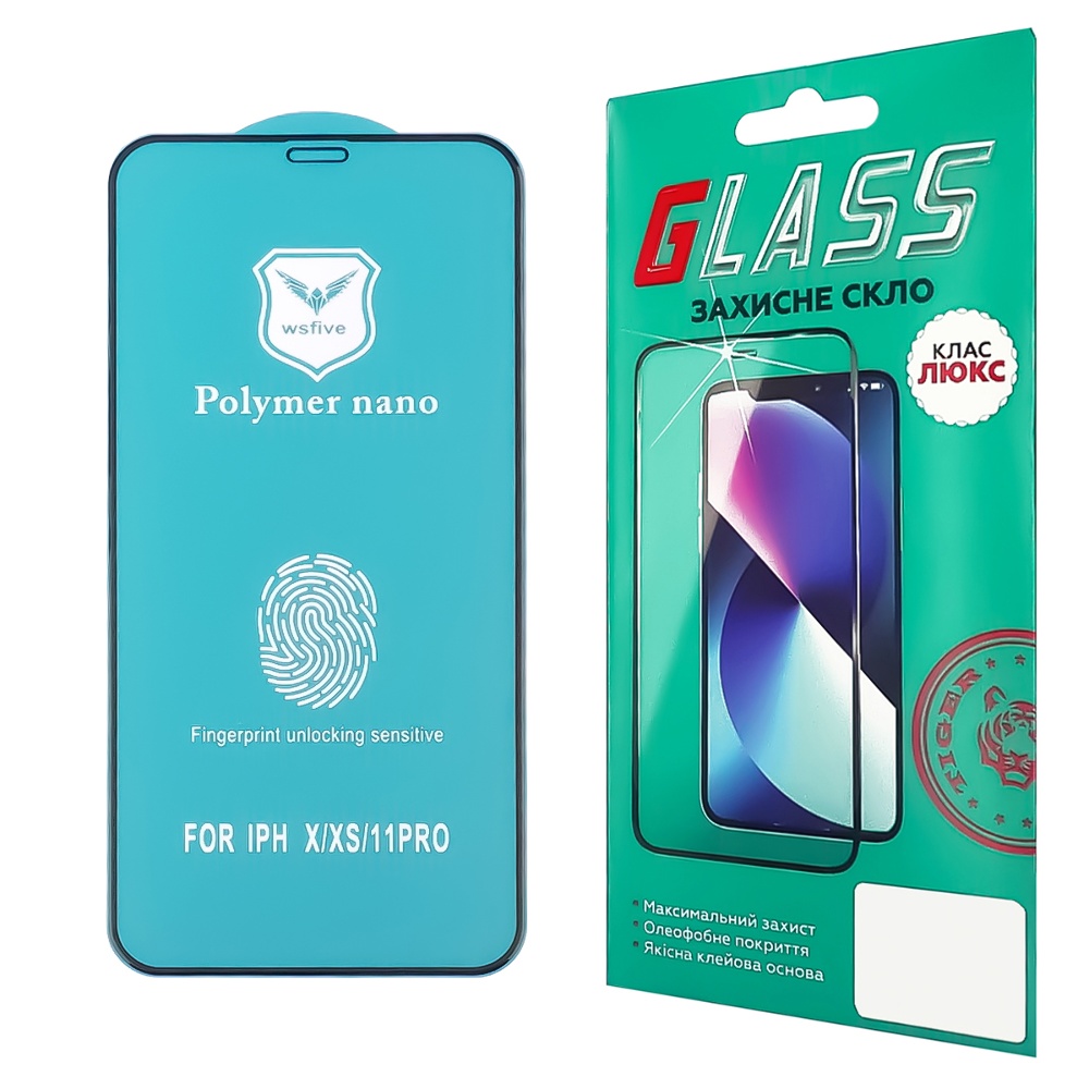Защитная пленка для Apple iPhone X/ XS/ 11 Pro (3D чёрная) Polycarbone