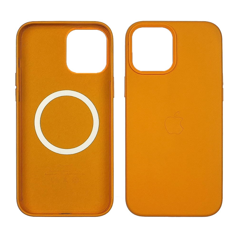 Чехол Leather Case with MagSafe для Apple iPhone 12 Pro Max  08 жёлтый