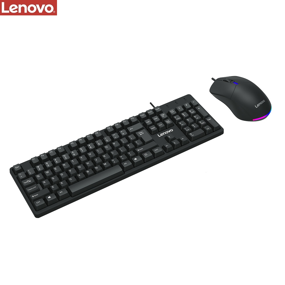 Комплект клавиатура и мышь Lenovo KM101 (ENG/ РУС) черный