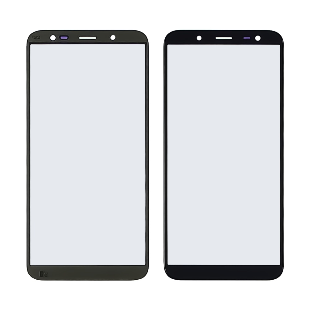 Стекло тачскрина с OCA плёнкой для Samsung J600 Galaxy J6 (2018) чёрное с олеофобным покрытием, закалённое