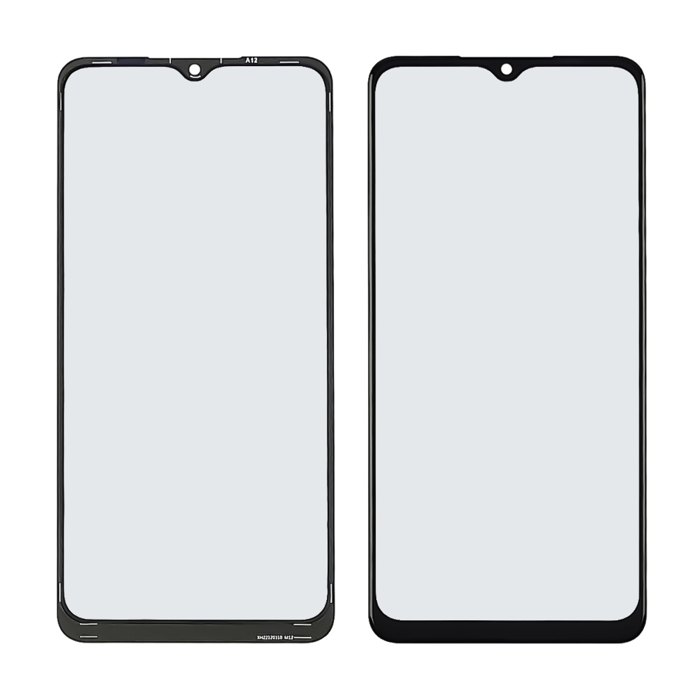 Стекло тачскрина с OCA плёнкой для Samsung A125 Galaxy A12 (2020) чёрное с олеофобным покрытием, закалённое