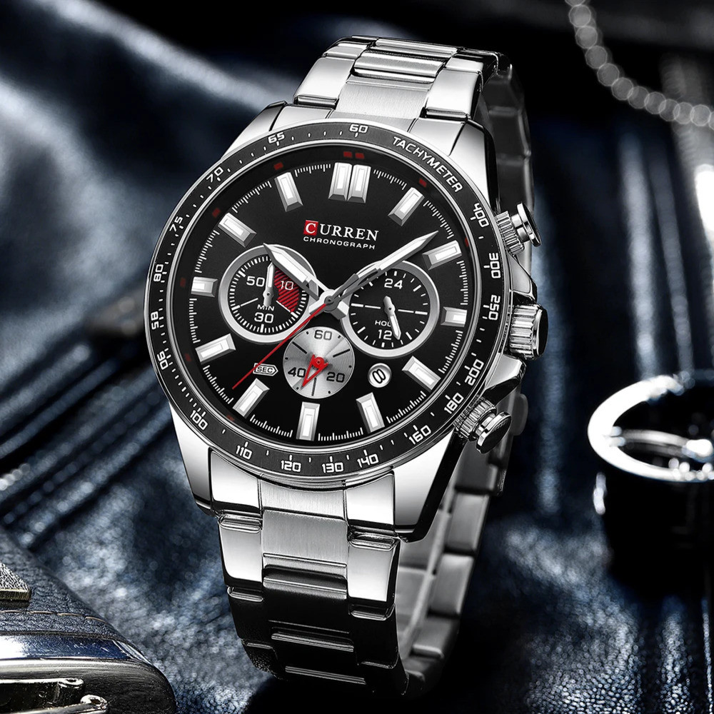 Curren 8418 Silver-Black