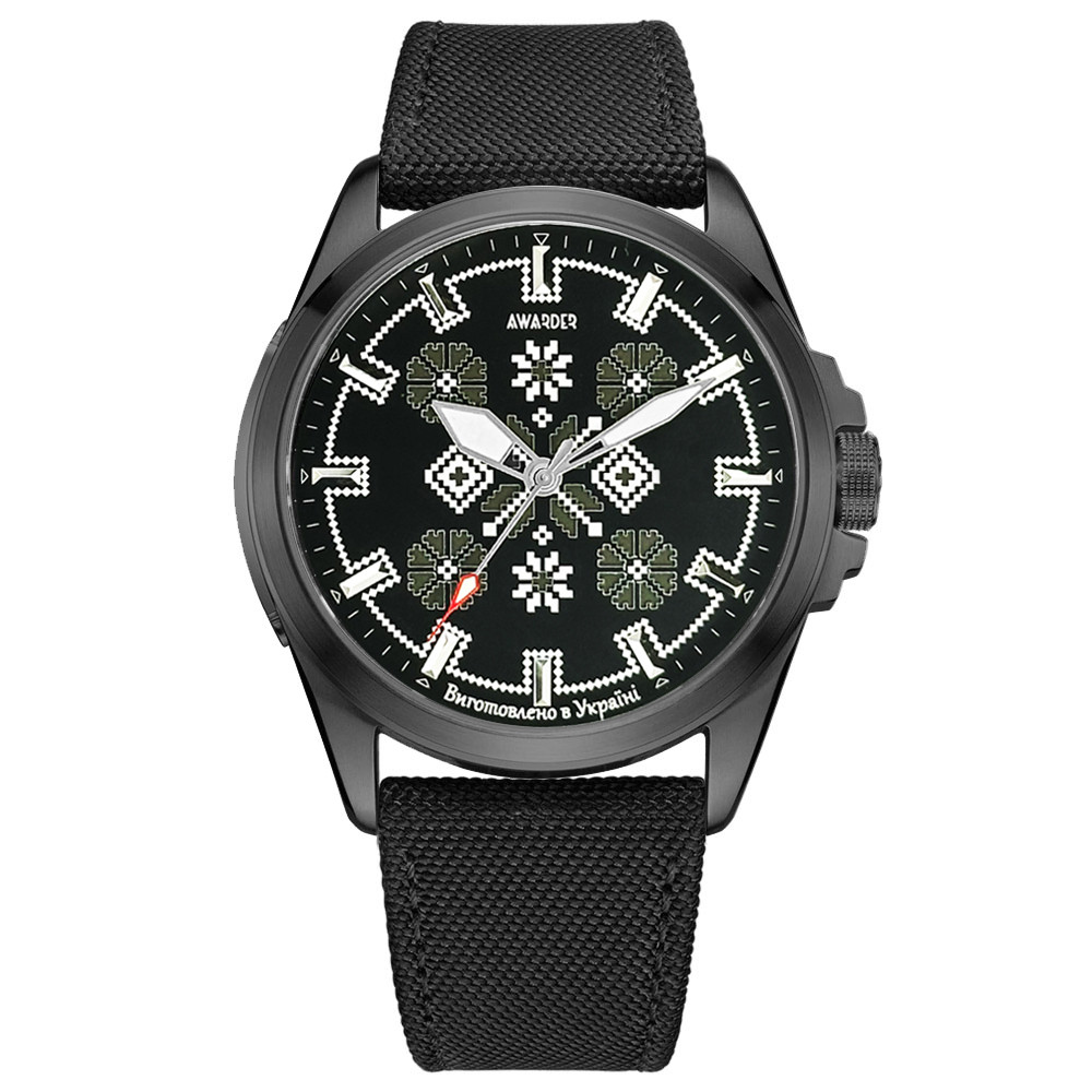 Awarder Embroidery Black-Army Green Black Battery 10ATM
