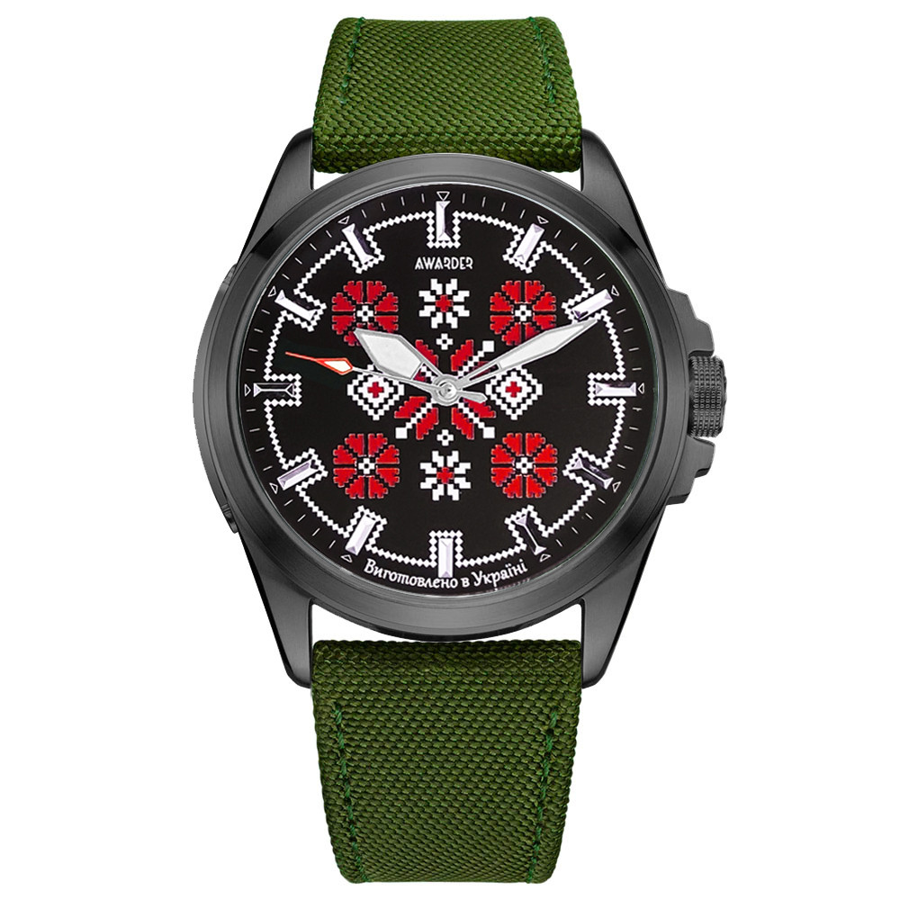 Awarder Embroidery Black-Red Green  Battery 10ATM