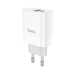 Сетевое зарядное устройство Hoco C80A USB/ Type-C QC PD 20W белое Сетевое зарядное устройство Hoco C80A USB/ Type-C QC PD 20W белое