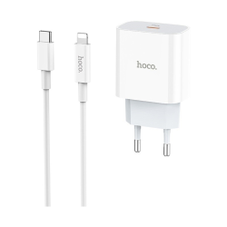 Сетевое зарядное устройство Hoco C76A Plus Type-C PD 20W белое + кабель Type-C to Lightning