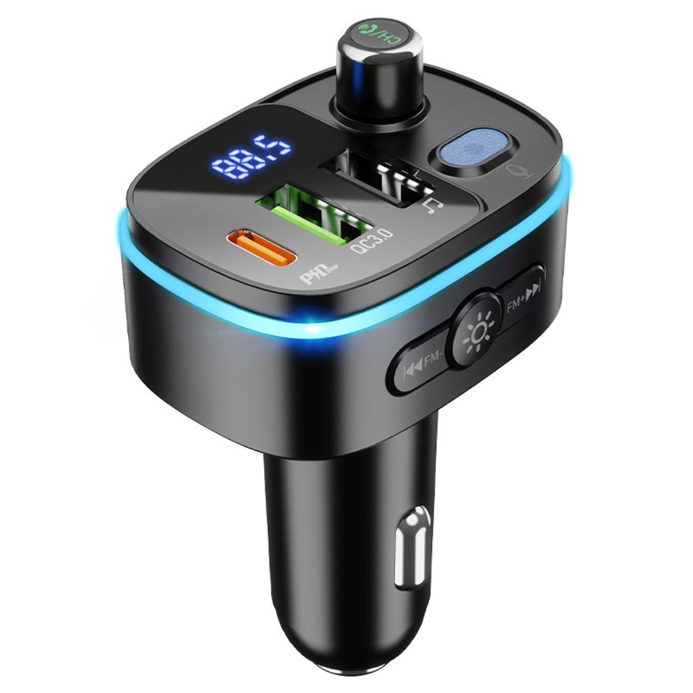 Автомобильное зарядное устройство Hoco E62 2 USB/ Type-C QC PD 20W c FM-модулятором черное