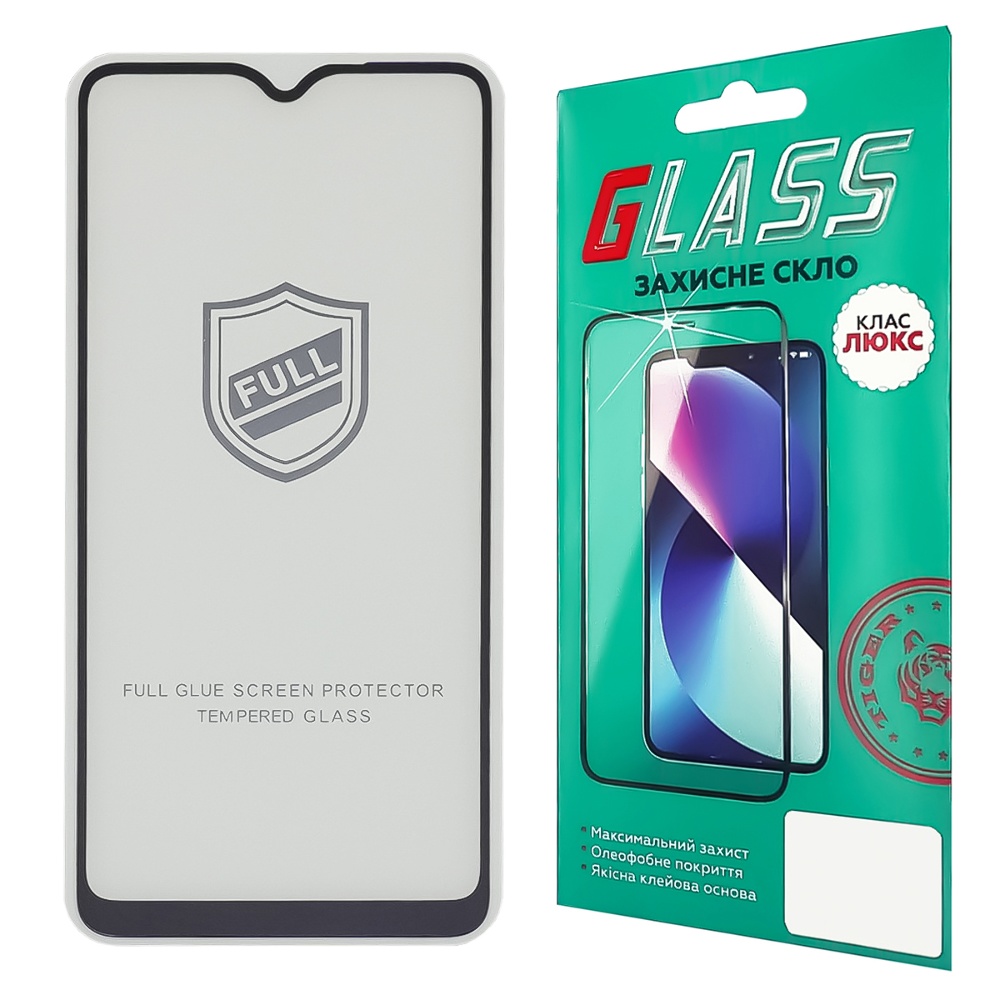 Защитное стекло для Samsung A20S/ A02S/ A12/ A02/ M02S/ A03/ A03S/ A03 Core/ A04/ A04S Full Glue (0.25 мм, 2.5D, чёрное) Люкс