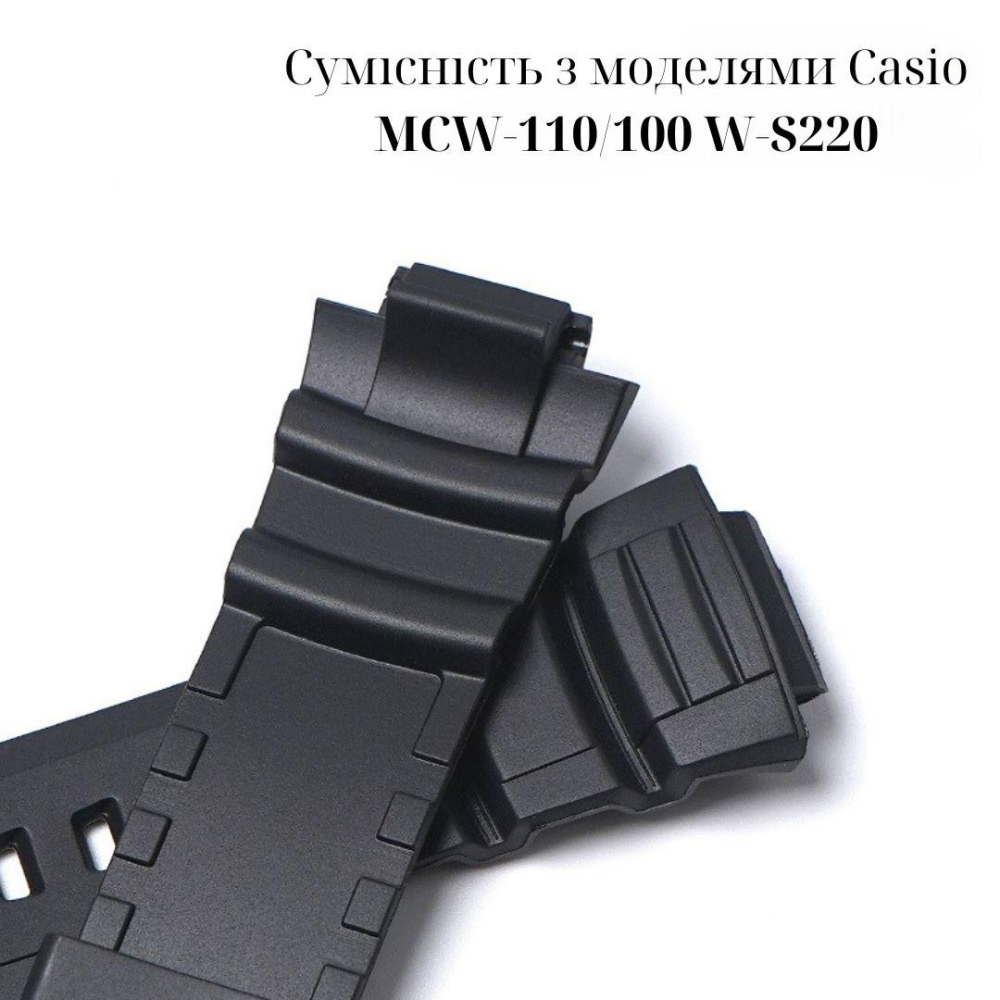 Ремінець для Casio G-Shock MCW-100H/110H, AE-2000/2100 W-S220, HDD-S100, WV-200 Red Black