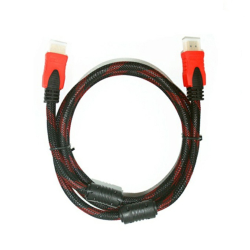 HDMI кабель 1.5m с нейлоновой оплёткой и позолоченными коннекторами чёрно-красный