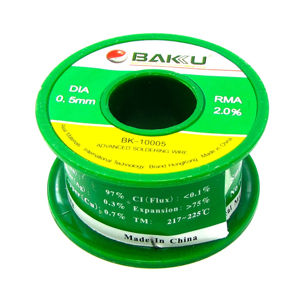 Припой Baku BK-10005 (0.5 мм, Sn 97%, Ag 0.3%, Cu 0.7%, rma 2%)