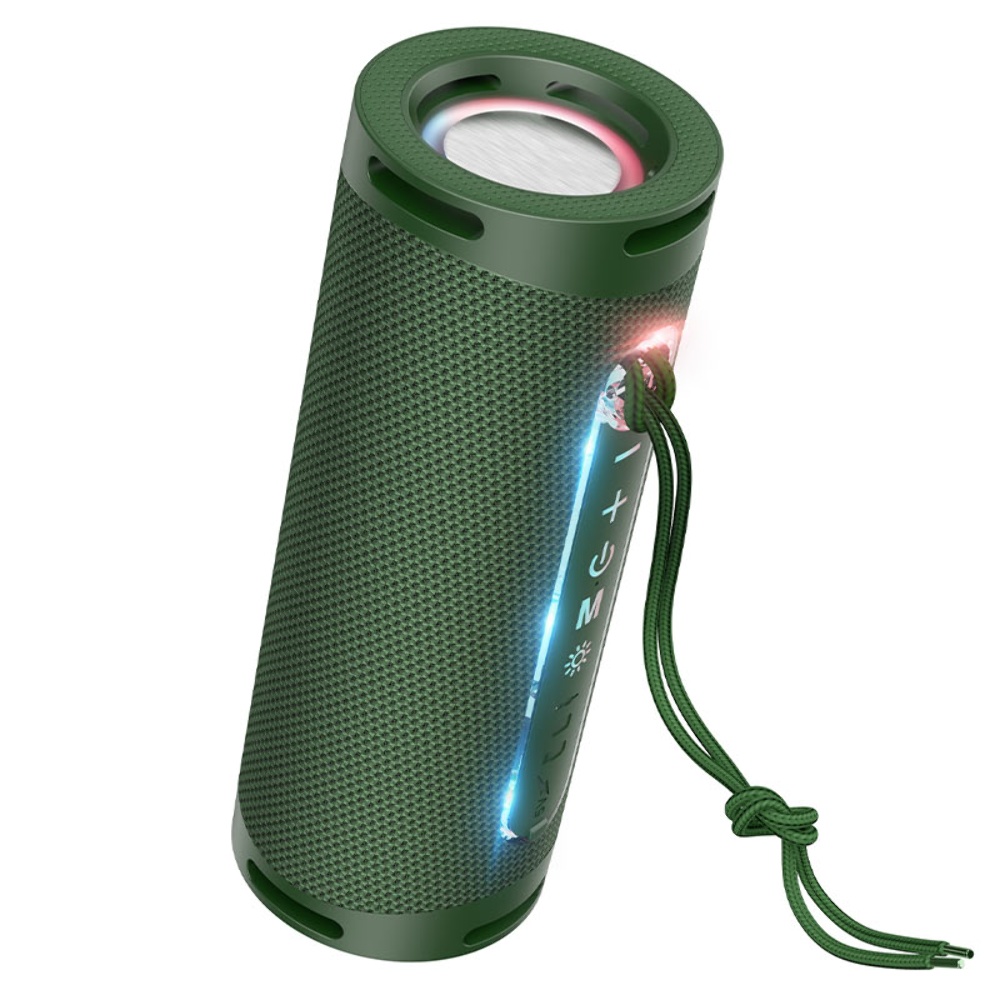Портативная Bluetooth колонка Hoco HC9 TWS с LED подсветкой dark green