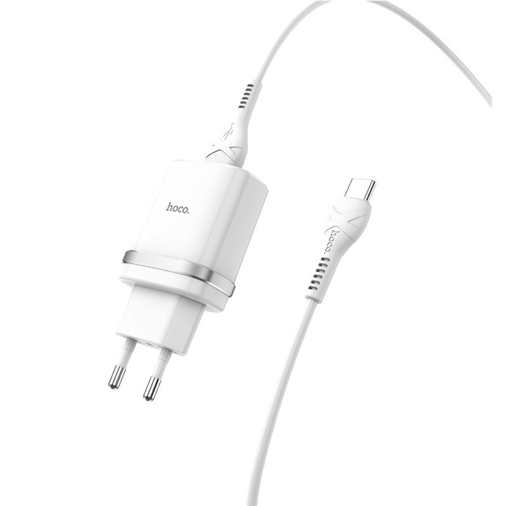 Сетевое зарядное устройство Hoco C12Q USB QC 18W белое + кабель USB to Type-C