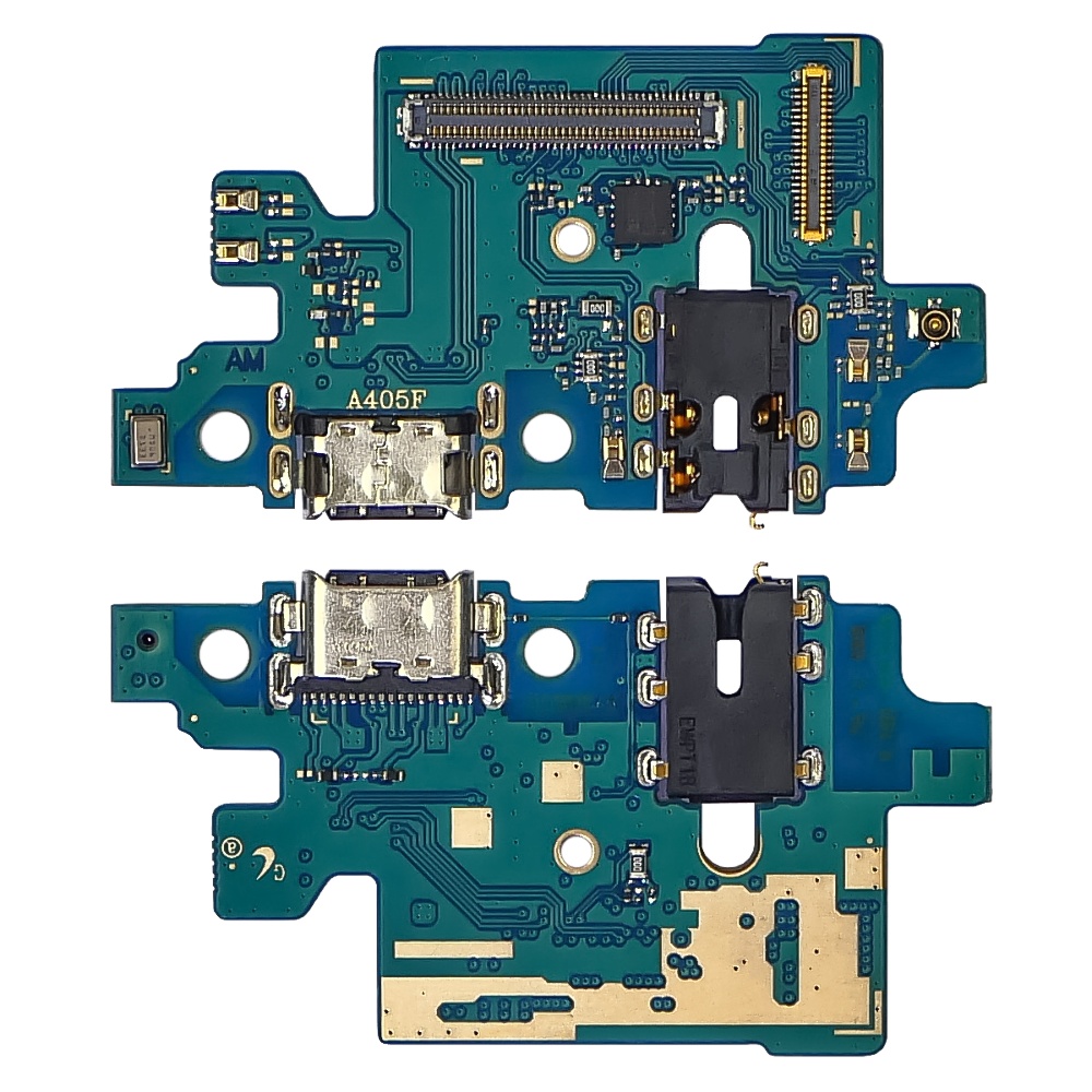 Разъём зарядки для Samsung A405 Galaxy A40 (2019) на плате с микрофоном и компонентами