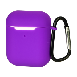 Чехол силиконовый с карабином для Apple AirPods/ AirPods 2 цвет 10 фиолетовый Чехол силиконовый с карабином для Apple AirPods/ AirPods 2 цвет 10 фиолетовый